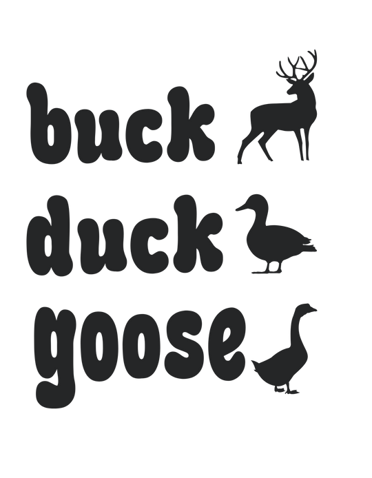 Buck, Duck, Goose, Toddler Hoodie featuring silhouettes of a deer, duck, and goose, designed for comfort with a jersey-lined hood and side-seam pockets.