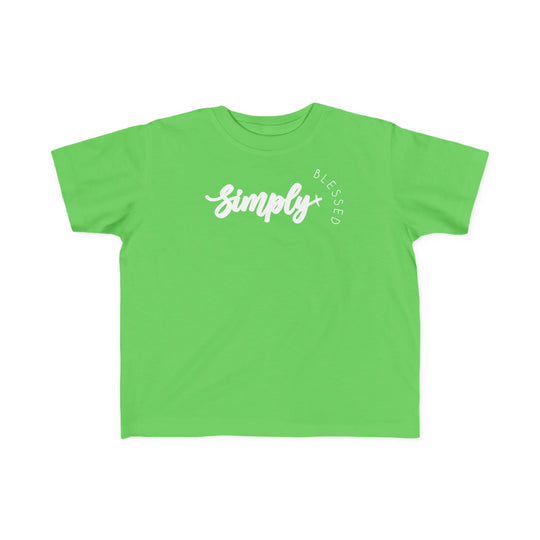 Simply Blessed Toddler's Tee, featuring a soft green fabric with white text, designed for comfort and durability, perfect for early adventures.