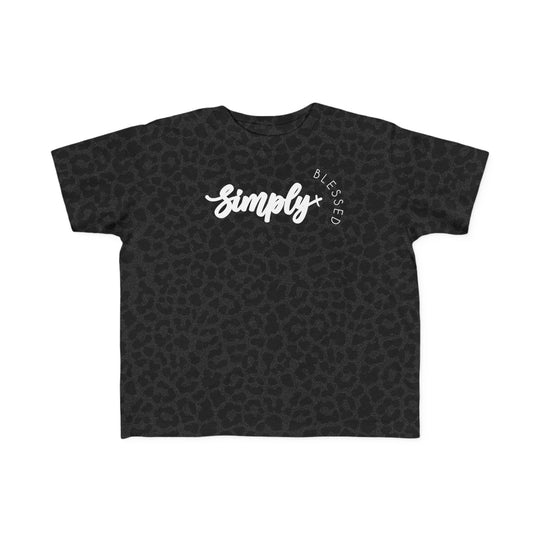 Simply Blessed Toddler's Tee: black shirt featuring white text, crafted from soft, 100% combed cotton, perfect for toddlers' sensitive skin. Available in sizes 2T to 5-6T.