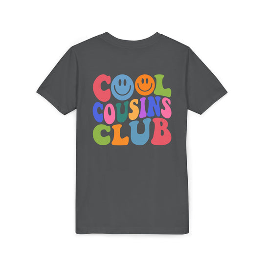 Cool Cousins Club Youth Tee, lightweight and soft, featuring a comfortable retail fit with a crew neckline, perfect for displaying custom artwork.