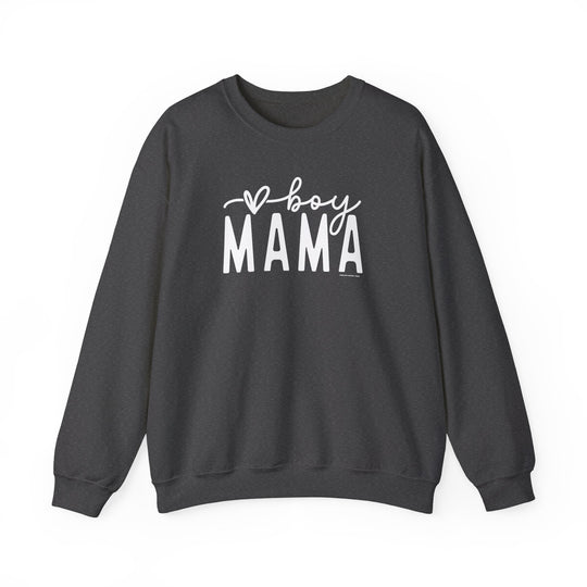 Unisex Boy Mama Crew sweatshirt, a comfy blend of polyester and cotton. Ribbed knit collar, no itchy seams, loose fit, medium-heavy fabric. Sizes S-5XL. Ideal for all occasions. From Worlds Worst Tees.