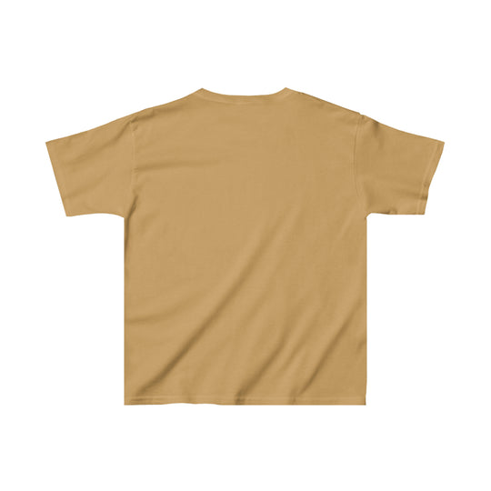 Cousin Crew Kids Tee: Tan shirt with twill tape shoulders, ribbed collar, no side seams. 100% cotton for solid colors, polyester for heather variants. Midweight fabric, tear-away label, classic fit.