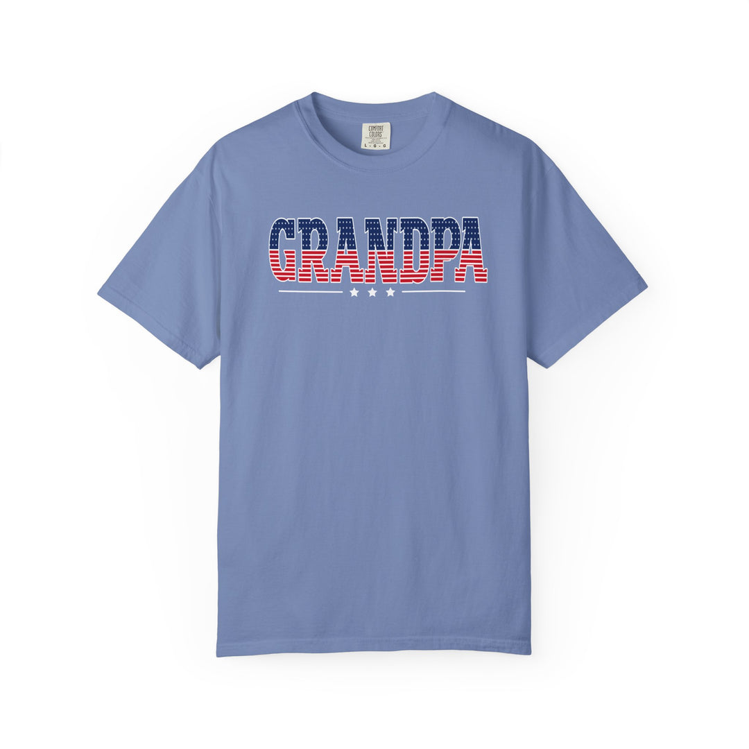 USA Grandpa Tee by Comfort Colors: A relaxed-fit, garment-dyed t-shirt made from 100% ring-spun cotton, featuring durable double-needle stitching and seamless tubular design.