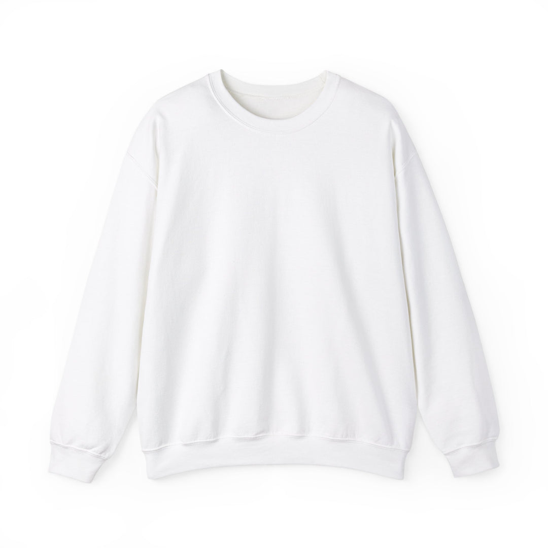 Simply Blessed Crew: A unisex white sweater with ribbed collar, made from a polyester-cotton blend for comfort and durability, ideal for casual wear.