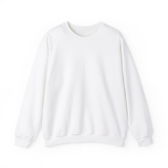 Simply Blessed Crew: A unisex white sweater with ribbed collar, made from a polyester-cotton blend for comfort and durability, ideal for casual wear.