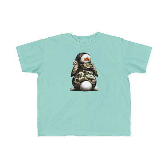 Egg Hunter Kids Tee featuring a cartoon rabbit wearing a hat, perfect for toddlers with soft, durable fabric. Classic fit, ideal for first adventures.