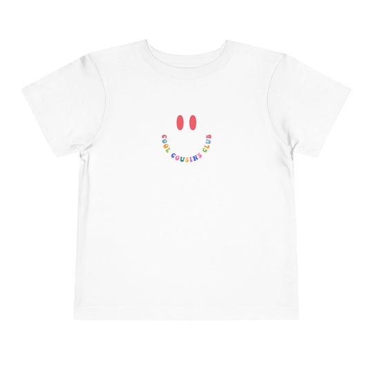 Cool Cousins Club Toddler Tee, featuring a comfortable fit with short sleeves and tear-away label, perfect for a playful addition to any child's wardrobe.