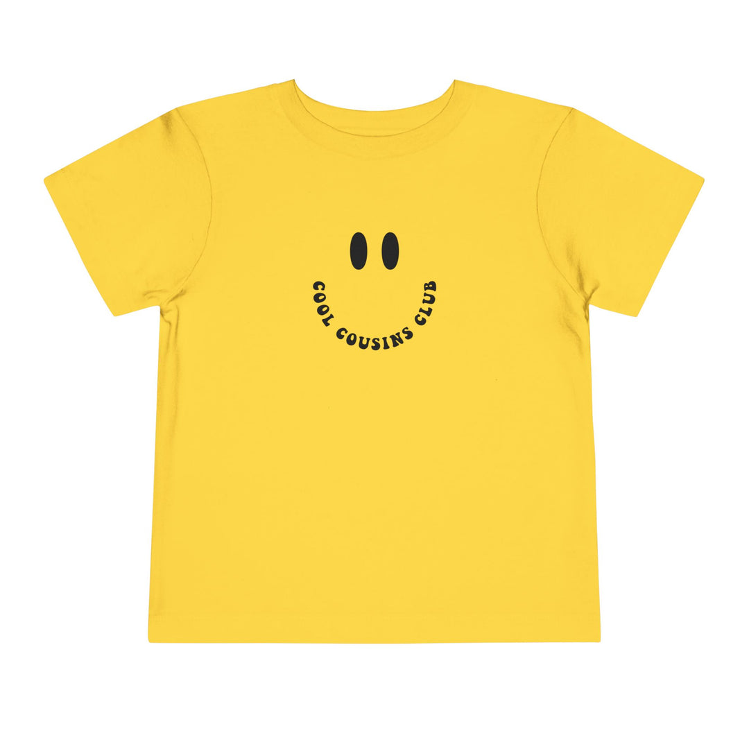 Toddler wearing a Cool Cousins Club tee, a light, comfortable Bella Canvas shirt made from 100% Airlume cotton, perfect for everyday wear.