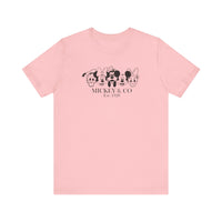 Mickey and CO Tee: A classic unisex jersey short sleeve t-shirt, featuring soft cotton fabric with ribbed knit collars and a crew neckline for a comfortable fit.
