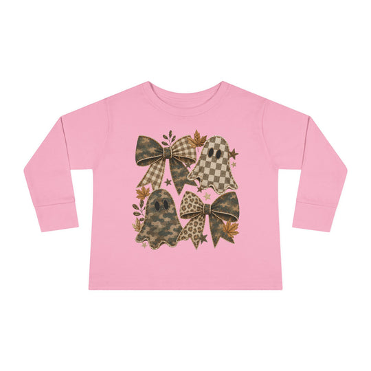 Ghost Camo and Bow Crew Toddler Long Sleeve Tee