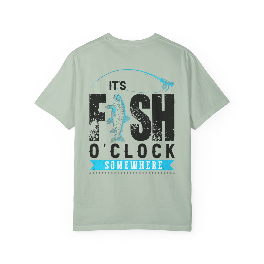 The It's Fish O'clock Somewhere Tee is a soft, durable, garment-dyed t-shirt with a relaxed fit, ideal for casual and semi-formal settings.