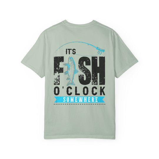 The It's Fish O'clock Somewhere Tee is a soft, durable, garment-dyed t-shirt with a relaxed fit, ideal for casual and semi-formal settings.