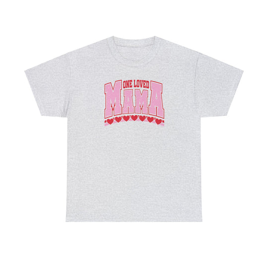 A classic fit One Loved Mama Tee, unisex heavy cotton t-shirt with durable tape shoulders, ribbed knit collar, and no side seams for comfort. Medium weight fabric in various sizes.