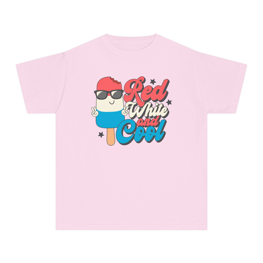Red White and Cool Kids Tee for active wear, featuring a classic fit and soft-washed, garment-dyed 100% combed ring-spun cotton for comfort.