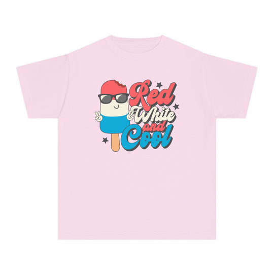 Red White and Cool Kids Tee for active wear, featuring a classic fit and soft-washed, garment-dyed 100% combed ring-spun cotton for comfort.