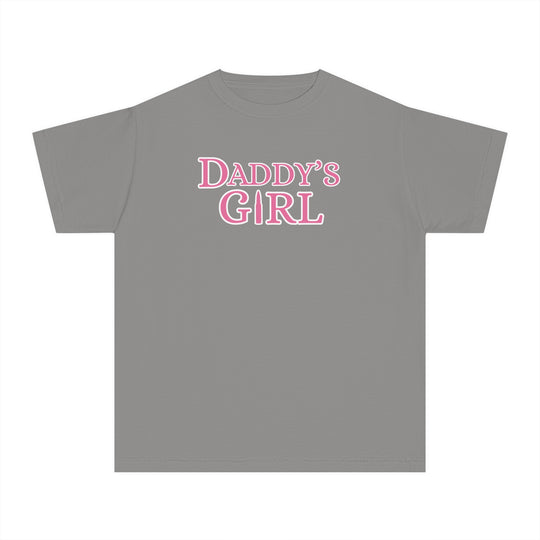 Daddy's Girl Kids Tee: A grey t-shirt featuring pink text, designed for comfort and agility, made from 100% combed ring-spun cotton with a classic fit.