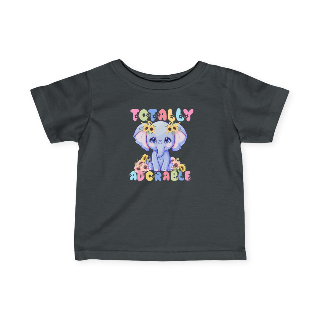 Totally Adorable Baby Tee with side seams, ribbed knitting, and taped shoulders for durability and comfort, perfect for infants and toddlers.
