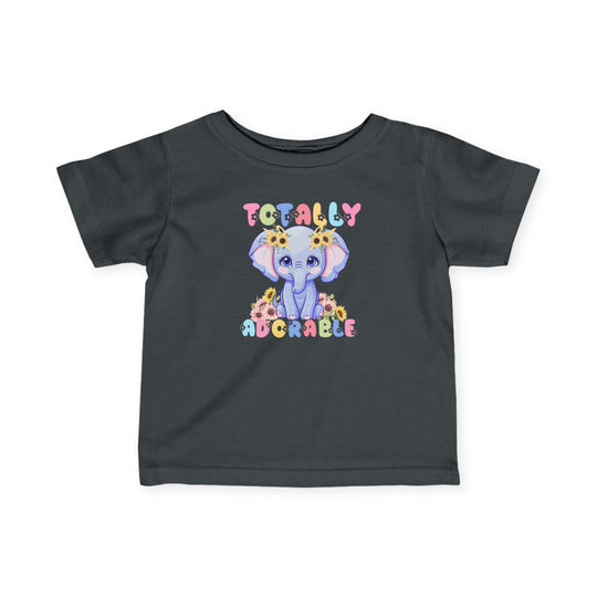 Totally Adorable Baby Tee with side seams, ribbed knitting, and taped shoulders for durability and comfort, perfect for infants and toddlers.