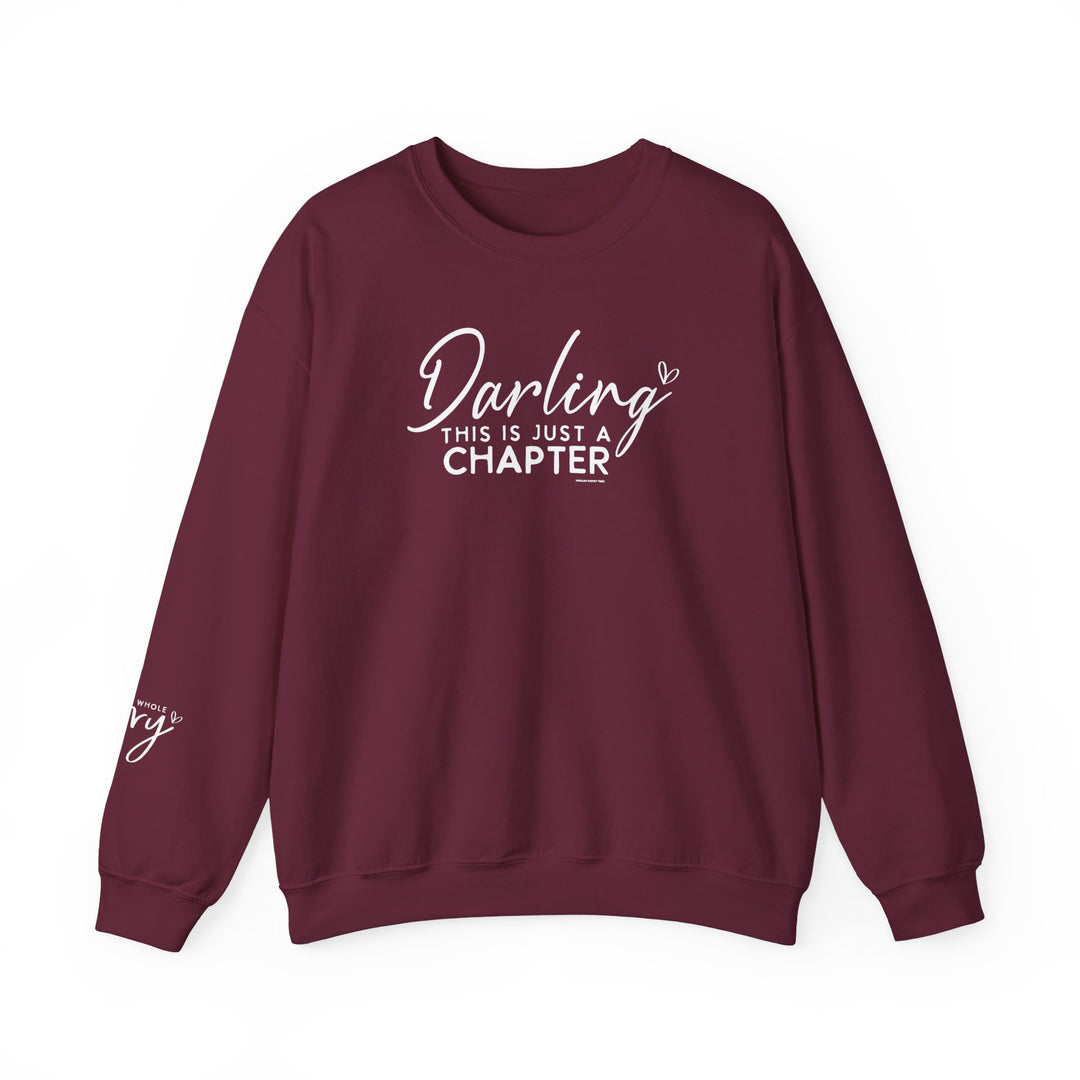 A cozy unisex heavy blend crewneck sweatshirt, the This Is Just a Chapter Crew, offers comfort with ribbed knit collar and durable double-needle stitching. Made from 50% cotton, 50% polyester fabric.
