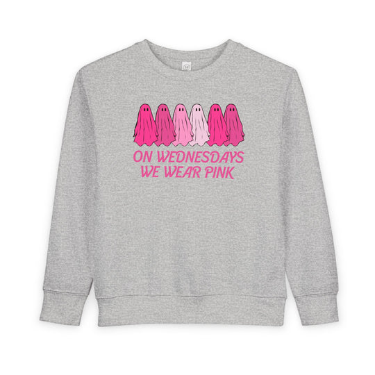 On Wednesday's We Wear Pink Ghost Toddler Crew