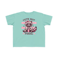 Cute but Feral Toddler Tee, soft and durable, perfect for toddlers' sensitive skin. Ideal for adventurous kids, featuring high-quality print on 100% combed ringspun cotton.