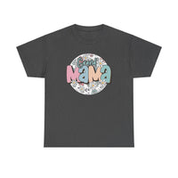 Unisex Sassy Grand Mama Flower Tee, a grey t-shirt with a graphic design. No side seams, durable tape on shoulders, ribbed knit collar. 100% cotton, medium weight, classic fit. Sizes S-5XL.