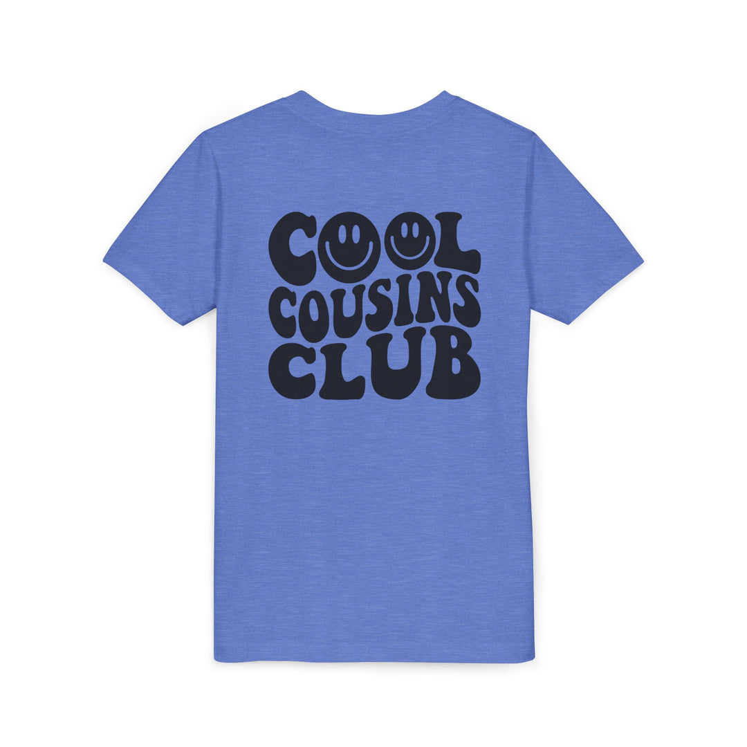 Cool Cousins Club Youth Tee: Lightweight, comfy short-sleeve shirt with custom artwork display, ribbed collar, and side seams for shape. Perfect for kids' daily wear.