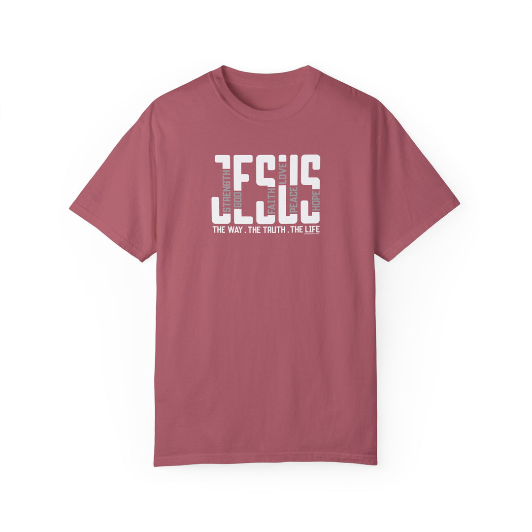 A relaxed fit Jesus Tee, crafted from 100% ring-spun cotton for ultimate comfort. Garment-dyed with double-needle stitching for durability and a seamless look. Ideal for daily wear.