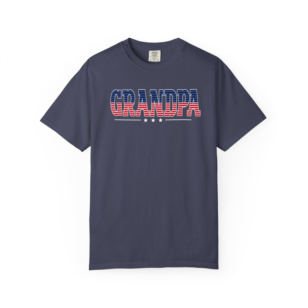 USA Grandpa Tee by Comfort Colors; a customizable, soft-washed, ring-spun cotton t-shirt with a relaxed fit and tubular shape, ideal for daily wear.