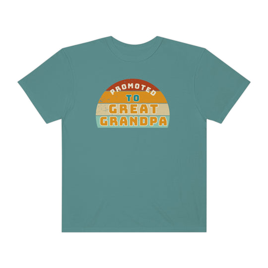 Garment-dyed tee crafted from 100% ring-spun cotton, featuring a relaxed fit for daily comfort. Double-needle stitching ensures durability, while seamless sides maintain shape. From 'Worlds Worst Tees', the Promoted to Great Grandpa Tee offers cozy style.