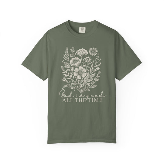 God is Good All the Time Tee featuring durable, soft-washed, garment-dyed 100% ring-spun cotton, relaxed fit, and double-needle stitching for everyday comfort.