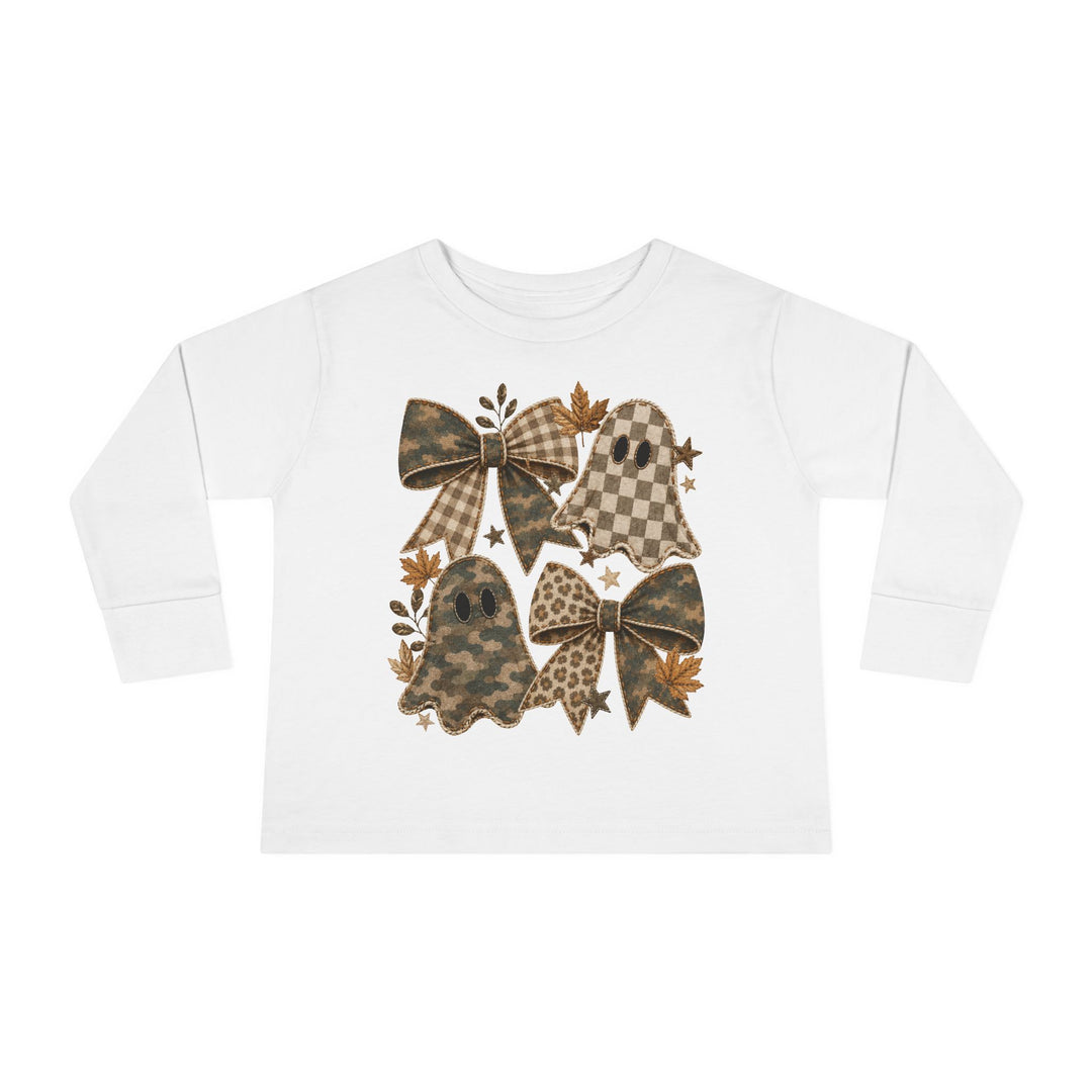 Ghost Camo and Bow Crew Toddler Long Sleeve Tee