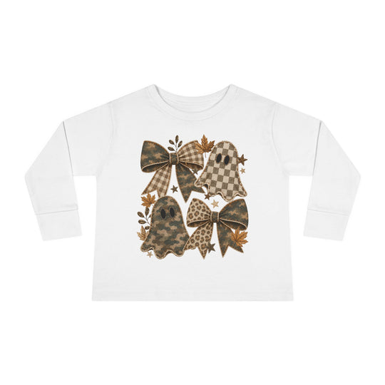 Ghost Camo and Bow Crew Toddler Long Sleeve Tee