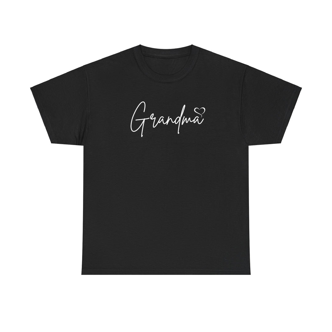 Unisex Grandma Love Tee, a classic fit t-shirt with durable construction. Features white text on a black shirt, ribbed knit collar, and medium weight fabric. Available in various sizes. From Worlds Worst Tees.