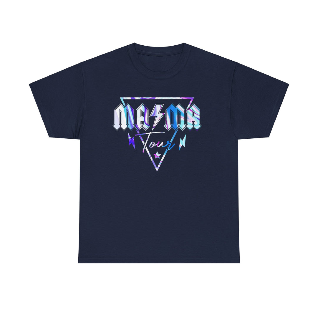 Unisex Ma/Ma Band Tee, a classic fit t-shirt with graphic design. Medium weight fabric, ribbed knit collar, and durable tape on shoulders. Sizes S-5XL. No side seams for comfort.