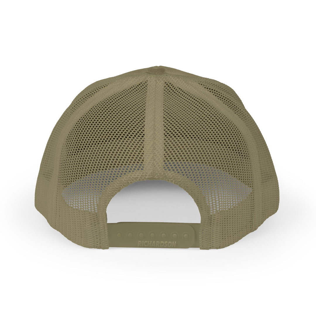 John 3:16 Snapback Trucker Cap (Embroidery) shows a khaki mesh back with adjustable snap closure, emphasizing a classic, durable design.