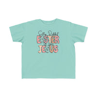 Silly Rabbit Easter is for Jesus Tee: Blue toddler t-shirt with playful text, perfect for sensitive skin, featuring durable print and classic fit.