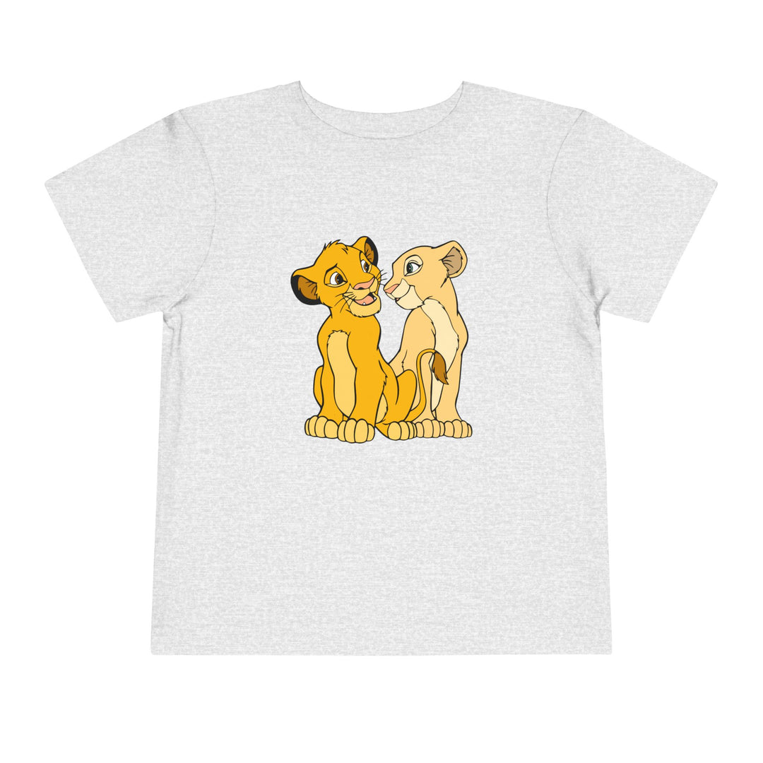 Simba Toddler Tee: A soft, 100% cotton short sleeve shirt for toddlers, featuring a tear-away label for comfort. Ideal for everyday wear.