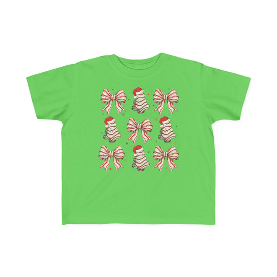 Cookies and Bows Toddler Tee featuring festive icons and holiday accents, perfect for toddlers with its soft, durable cotton fabric.