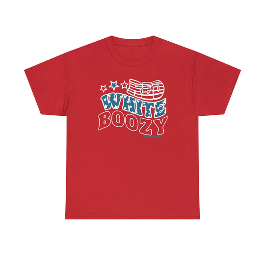 Red White and Boozy Tee: Unisex heavy cotton shirt with no side seams, ribbed knit collar, and durable tape on shoulders. Classic fit, 100% cotton. Sizes S-5XL. From Worlds Worst Tees.