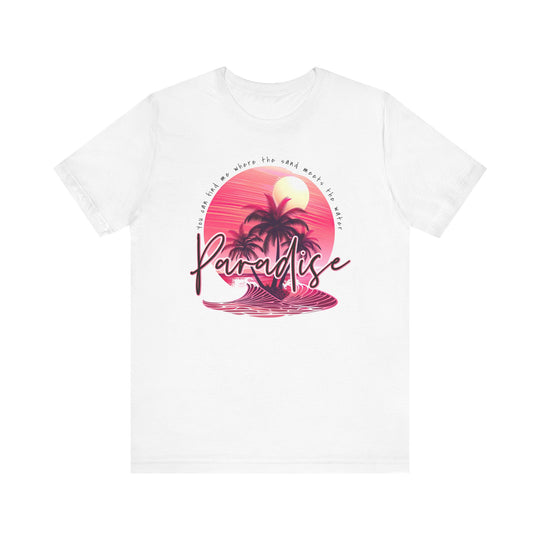 Paradise Tee: Classic unisex short sleeve shirt with ribbed knit collars and tapered shoulders, crafted from soft 100% Airlume cotton for a comfortable fit.