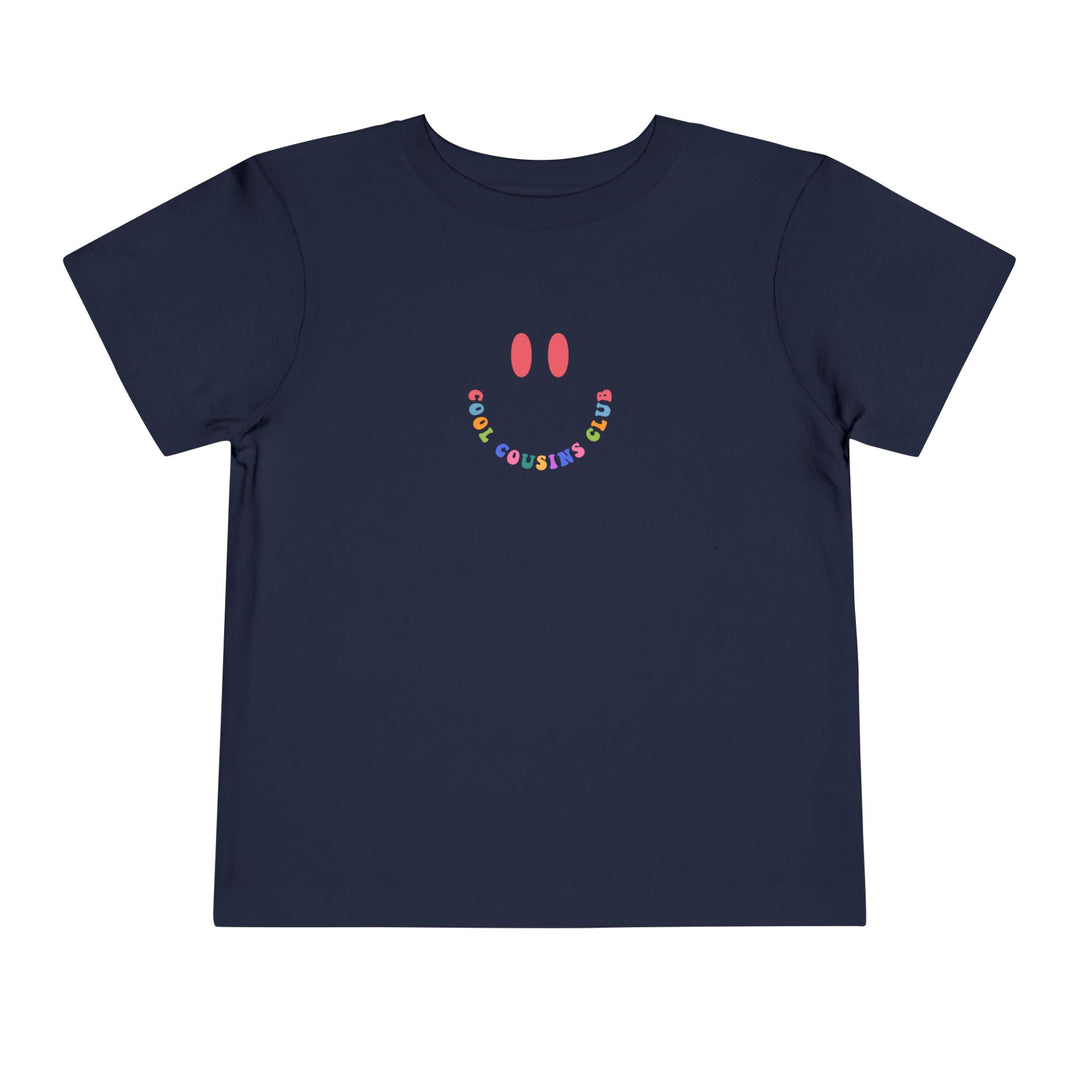 Cool Cousins Club Toddler Tee made from 100% Airlume cotton, featuring a tear-away label for comfort. Perfect for adding a unique touch to any toddler's wardrobe.