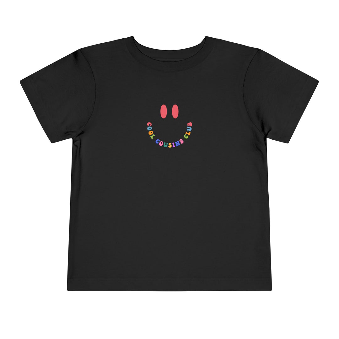 Cool Cousins Club Toddler Tee, a comfortable short sleeve shirt made of 100% Airlume cotton, perfect for everyday wear by toddlers.