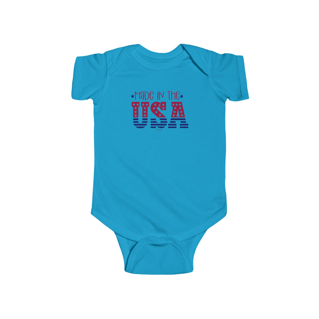 Made in the USA Onesie, infant fine jersey bodysuit with ribbed bindings, plastic snaps for easy changing. 100% cotton, light fabric, tear away label. From 'Worlds Worst Tees' store.