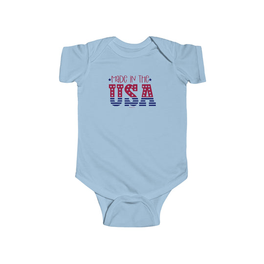 Made in the USA Onesie by Worlds Worst Tees, infant fine jersey bodysuit with ribbed knit bindings, 100% cotton fabric, plastic snaps for easy changing access.