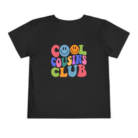 Cool Cousins Club Toddler Tee: A comfortable short sleeve t-shirt for toddlers, made of 100% Airlume cotton, featuring a tear-away label for added comfort.