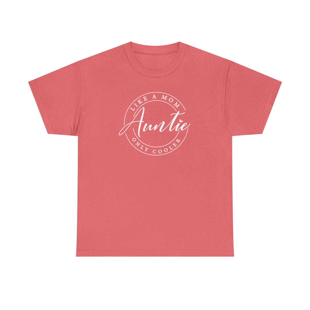 Auntie Tee: Unisex heavy cotton t-shirt with a smooth surface for vibrant printing, featuring a personalized design. Classic fit with durable taped shoulders.