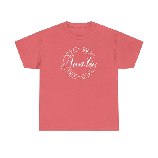 Auntie Tee: Unisex heavy cotton t-shirt with a smooth surface for vibrant printing, featuring a personalized design. Classic fit with durable taped shoulders.