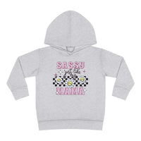 Toddler hoodie with durable design, jersey-lined hood, and side seam pockets. Sassy Like My Mama Toddler Hoodie for ultimate coziness. Features cover-stitched details for long-lasting wear.