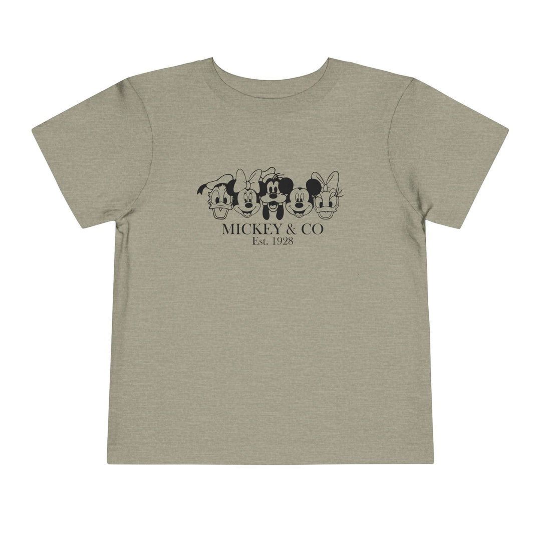 Mickey & CO Toddler Tee: A soft, comfortable Bella Canvas short sleeve t-shirt for toddlers, made from 100% Airlume combed cotton with a tear-away label.
